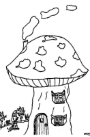A coloring page of gnomes